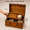 Antique Wooden Treasure Chest with Removable Tray, Durable Engineered Wood Keepsake Storage Box, Decorative Vintage Pirate Treasure Chest for Home Storage and Room Decor (Large -13x9.5x7.5")