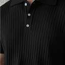 SOLY HUX Men's Knit Top Ribbed Short Sleeve Button Collared Business Summer Tee Shirts