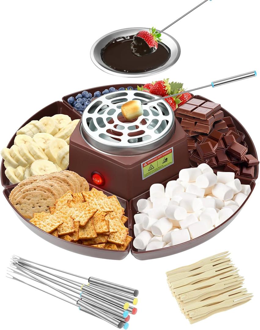 Smores Maker Tabletop Roaster Kit  Electric Fondue Set with Adjustable Heat, Indoor Smores Roaster for Date Night, Movie Night, Family Fun & Couple Gift Ideas