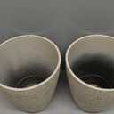 10 inch Garden Planter Lightweight Indoor Outdoor Pots with Drainage Hole for Potted Plants Flowers Greenery, Set of 2 (Beige Grain Texture)