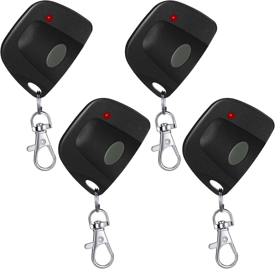 Kingdder 4 Pcs Garage Door Remote Compatible with Linear Multi code 300mhz 10 Dip Switch 3089 3060 3070 Gate Opener Remote Multi code Gate Opener with Keychain (Black)