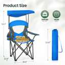 HIGH POINT SPORTS Camping Chairs with Shade, Heavy Duty Canopy Lounge Chair Sunshade Hiking Travel Chair with Cup Holder for Outdoor, Camping, Beach and Patio, Royal Blue