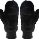 Eilova Unisex Winter Fluffy Gloves Mittens Windproof Fleece Plush Gloves with Warm Mitten Cover for Women Girls Boys