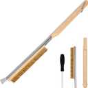 Pizza Oven Brush, 21" Brush and Stainless Steel Scraper for Pizza Stone, BBQ Grill Cleaning Brush Non Scratch Heat Proof Brass Bristles with Screwdriver, Outdoor Pizza Oven Accessories