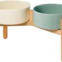 Wordcam Raised Ceramic Dog Bowls with Stand,Elevated Dog Dish, Pet Food and Water Feeder Set for Large Sized Dogs(9.4''High-60 Oz-7.6 Cups)