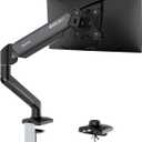 NearHub Single Monitor Mount Arm for 13-32" Up 22 lbs Screens | VESA 75x75/100x100 | Clamp/Grommet Base | Cable Management | Space Saving Desk Setup,180 Swivel, Tilt +90 to -45, 360Rotation