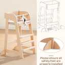ROBUD Wooden High Chair for Toddlers, Highchair for Adjustable Seat Height & Footrest Levels, High Chairs for Babies and Toddlers with Removable Cushion for Nursery, Dining, Studying, Restaurant,WG419