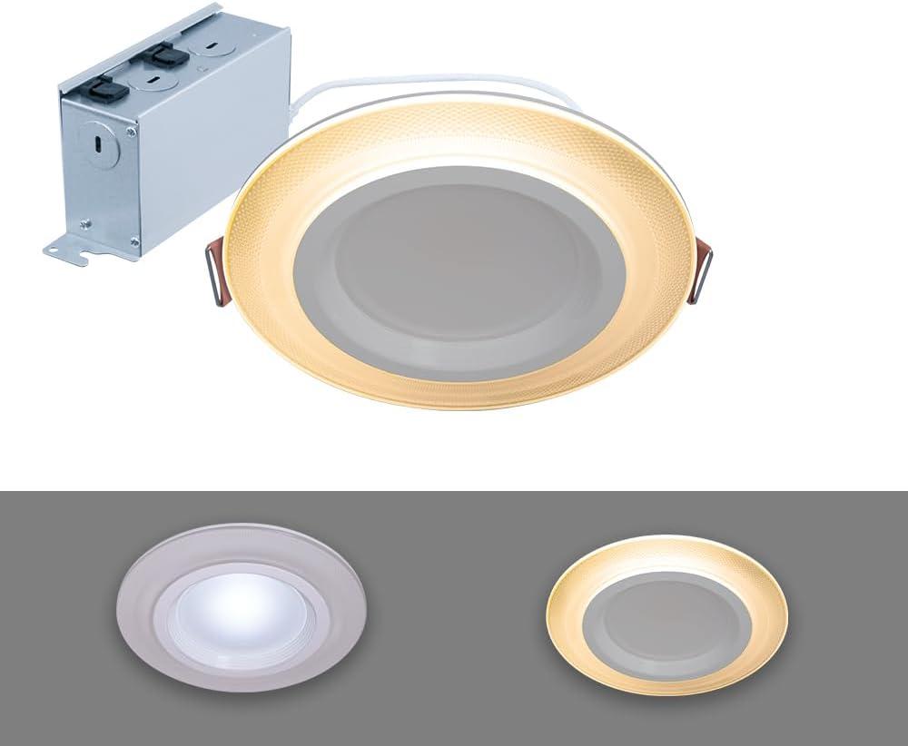 HALO RL 6 in Recessed LED Canless Dual Mode Night Light and Downlight, 1000 Lumens, Selectable CCT 2700K-5000K, Dim to Warm Technology, Matte White - RLNL6109FSD2W1EWHDM