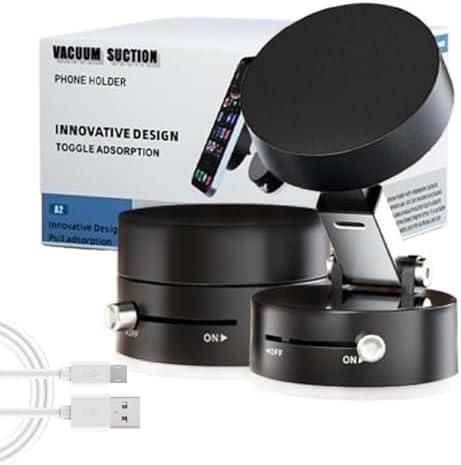 Phone Mount Pro, Foldable Portable Vacuum Magnetic Cell Phone Holder (Black)