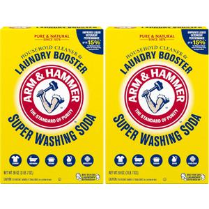 ARM & HAMMER Super Washing Soda Household Cleaner and Laundry Booster, 55 oz Box (Pack of 2)