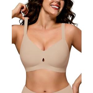 COCOMARTS Jelly Bras for Women No Underwire Seamless Push Up Bra Full Support Comfort Bralettes Wireless Plunge Everyday Bra Nude X-Large