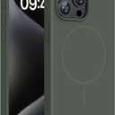 Miracase Magnetic for iPhone 15 Pro Max Case, [Soft Anti-Scratch Microfiber Lining], Compatible with MagSafe, Liquid Silicone Case Shockproof Drop Protection Phone Case for 15 ProMax, Dark Green