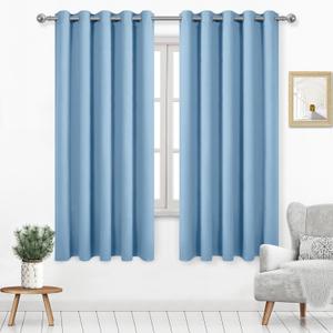 DWCN Light Blue Blackout Curtains for Living Room, Room Darkening Thermal Insulated Grommet Drapes for Bedroom 60 x 63 Inches Long, Set of 2 Panels (60"W x 63"L (Pack of 2))