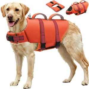 EMUST Dog Life Vest, Bright Color Dog Water Vest with Superior Buoyancy, XL
