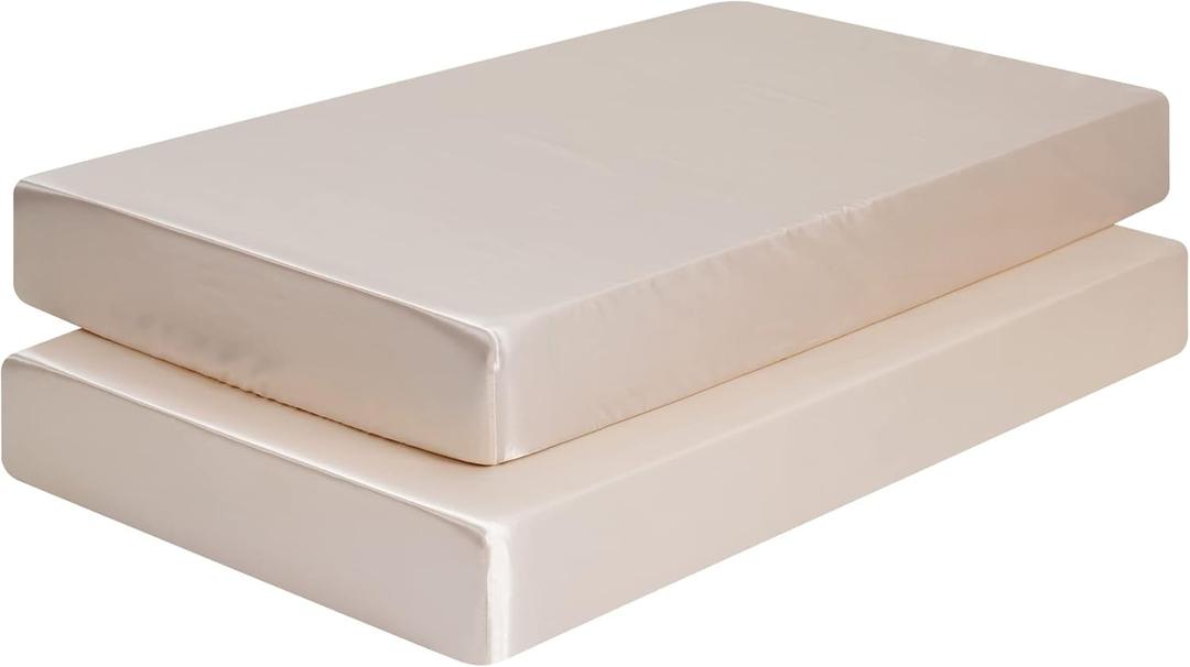 Satin Crib Sheets 2-Pack for Babies & Toddlers  Soft, Gentle on Hair & Skin  Fitted Satin Sheets for Crib or Toddler Mattress