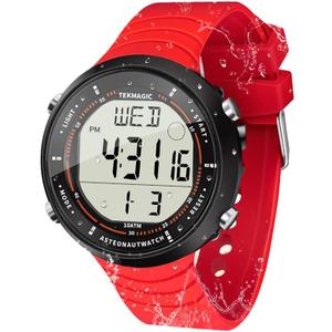 10 ATM Waterproof Sports Watch for Swimming and Diving, with Functions of Chronograph, Timer, Dual Time, Alarm Clock, 12 and 24 Hour Format Switchable