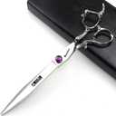 6/7/7.5/8/9 inch scissors silver professional hairdresser hair cut and trim diluted sharp 440C steel (7 inch flat shear-A)