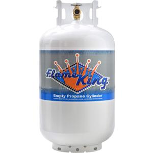 Flame King YSN-301 30 Pound Steel Propane Tank Cylinder with Type 1 Overflow Protection Device Valve DOT and TC Compliant, White