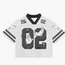 COZYEASE Men's Y2K Mesh V Neck Jersey Shirts Half Sleeve Striped Number Graphic Tees Sports Tops, Medium, White