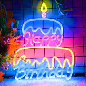 Happy Birthday Neon Sign Led Neon Lights Pink Neon Sign for Bedroom Led Sign USB Powered Neon Signs for Wall Decor Dimmable for Christmas Thanksgiving Birthday Party Girls Gifts (blue+pink+yellow)