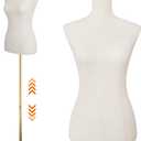 Mannequin Torso Dress Form 40.55-73.23 Inch Height Adjustable Female Model Display Mannequin Body with Metal Bracket and Rectangular Base for Sewing Dressmakers Dress Jewelry Display, Beige