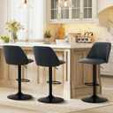 COLAMY Bar Stools Set of 1, Modern Swivel Bar Chairs, Adjustable PU Leather Upholstered Barstools Counter Height with Full Backrest for Bar, Dining Room, Kitchen Island, Black