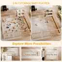 IKALIFE Large Wooden Baby Storage Playpen - Adjustable Play Yard for Babies and Toddlers, Baby Fence Activity Center with Locking Gate, 4 Toy Storage Cases Portable Play Pen 9+3 Panels 47.24”×70.86”
