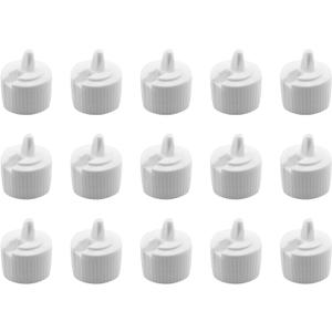 15pcs 24 Tooth 410 Tip Plastic Cap White Flip Top Dispensing Cap for Shampoo, Moisturizer, Smoothies, Protein Shakes