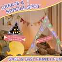 6 Pack Teepee Tent for Kids Slumber Party, Cotton Canvas Playhouse Sleepover Tent with Pompom & Lights for Girls & Boys Movie Night Holiday Party Supplies, 47x55 inches