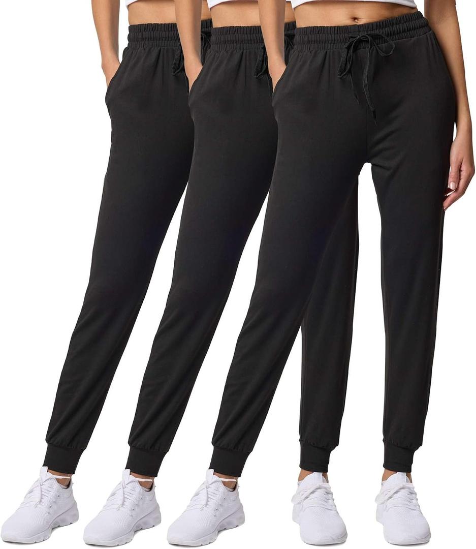 Real Essentials 3 Pack: Women's Lounge Joggers Sweatpants with Pockets Yoga Running Athletic Workout, Set 1, XL, Pack of 3