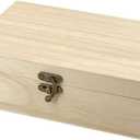 6 Pack Unfinished Wood Box with Lid Crafts Wooden Box for DIY Arts Project (8.3x6x2.7 Inches)