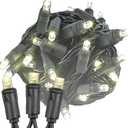 Novelty Lights 11ft Christmas String Lights, 50 Warm White LED Bulbs on Black Wire, 2.5" Spacing, Connectable Indoor Outdoor Commercial Grade Lighting for Holidays Patio Weddings