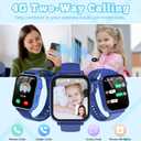4G Kids Smart Watch GPS Tracker, Smartwatch for Kid with Video Calling, Voice Chat, Class Mode, SOS, Pedometer, Alarm, SIM Card HD Touch Screen Phone Watch Gift for 4-12 Girls Boys (Blue)