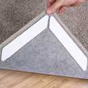 Rug Tape,16 Pcs Dual Sided Washable Removable Rug Stopper for Area Rug, Non Slip Adhesive Prevent Curl for Hardwood Floors and Carpet Corners (Pearl White)