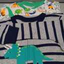Simple Joys by Carter's baby-boys 3-pack Snug Fit Footed Cotton Pajamas (Blue Firetruck/Grey Stripe/White Dinosaur)