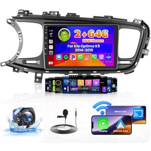 [DSP&EQ] Roinvou 2+64G Radio for Kia Optima K5 2014 2015, Android 15 9 inch Touch Screen for Optima Car Stereo with Wireless Carplay Android Auto Bluetooth GPS WiFi FM RDS Mirror Link + Backup Camera