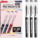 Morning Glory Pro Mach Roller Ball Pen (12 pcs, 6 pcs) 0.38 mm Fine Point Tip (Black (12 pcs)) New Upgrade Model