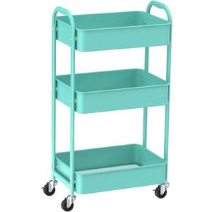 Ceayell 3-Tier Metal Rolling Storage Cart Heavy Duty Utility Cart Organizer with Lockable Wheels Black