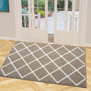 Finchitty Indoor Door Mat, Dirt Resistant and Absorbent, Low-Profile, Non-Slip, Washable Inside Floor Mats for Front Door, Back, and Entrance, 40" x 32", Khaki