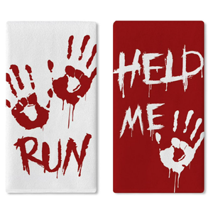Halloween Horror hand towel Red, and White. 60" × 43" cm 2 count
