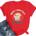 Merry Christmas in July Shirt Women Christmas Tree Graphic Tee Summer Xmas T-Shirt Funny Vacation Short Sleeve Tops (Red, XXL)