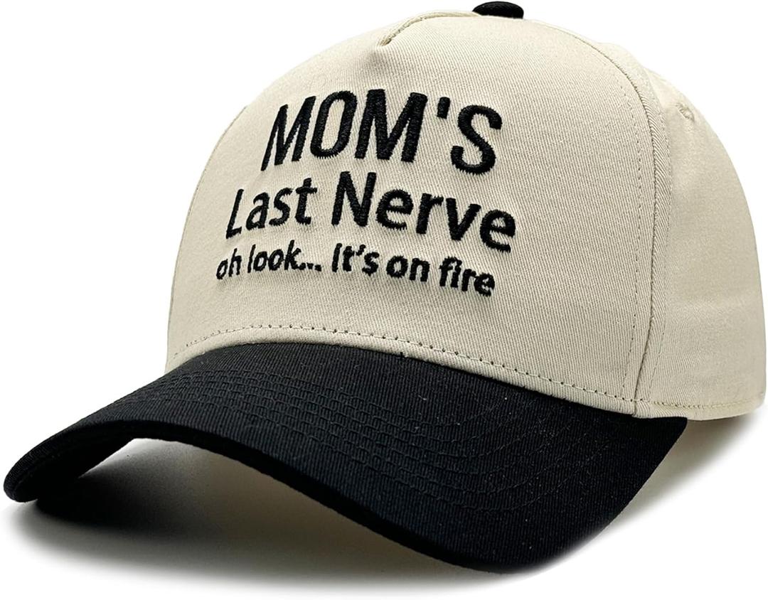 Funny Mom Hat for Women, Adjustable Embroidered Mom Baseball Cap, Mother's Day Birthday Gifts from Daughter Son Husband Black/Beige