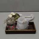 3 Pcs Mason Jar Centerpiece Table Decorations for Dining Table Decor Farmhouse Coffee Table Decor with Wood Tray and Led Light Table Centerpieces for Dining room Kitchen Living Bathroom,White