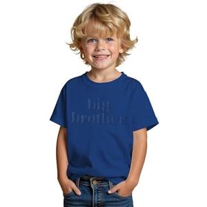 SOFEON Big Brother Shirt Toddler Baby Boy Promoted to Big Brother Puff Print T-Shirt Summer Short Sleeve Announcement Tees (Blue, 2-3T (90))