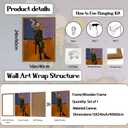 Abstract Western Cowboy Wall Art Modern Colorful Cowboy Wall Decor Contemporary Western Expressionist Poster Canvas Painting Print for Living Room Bedroom 24x16 inch Wood Framed