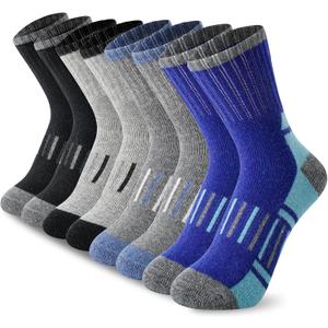 BISOUSOX Kids Wool Socks Boys Socks 10-12 Years Old Soccer Baseball Youth 6-8 Thermal Hiking Boot Crew Cushion Sock Gift (4-7 Years)