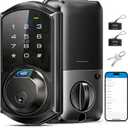 Veise VE07 Fingerprint Smart Lock for Front Door, 7-in-1 Keyless Entry Deadbolt with App Control, Electronic Digital Locks with Touchscreen Keypad, Auto Lock, Easy Install, Waterproof, Matte Black