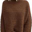 PRETTYGARDEN Womens Mock Neck Oversized Sweaters 2026 Long Sleeve Pullover Fall Sweater Knit Jumper Tops Winter Clothing, L