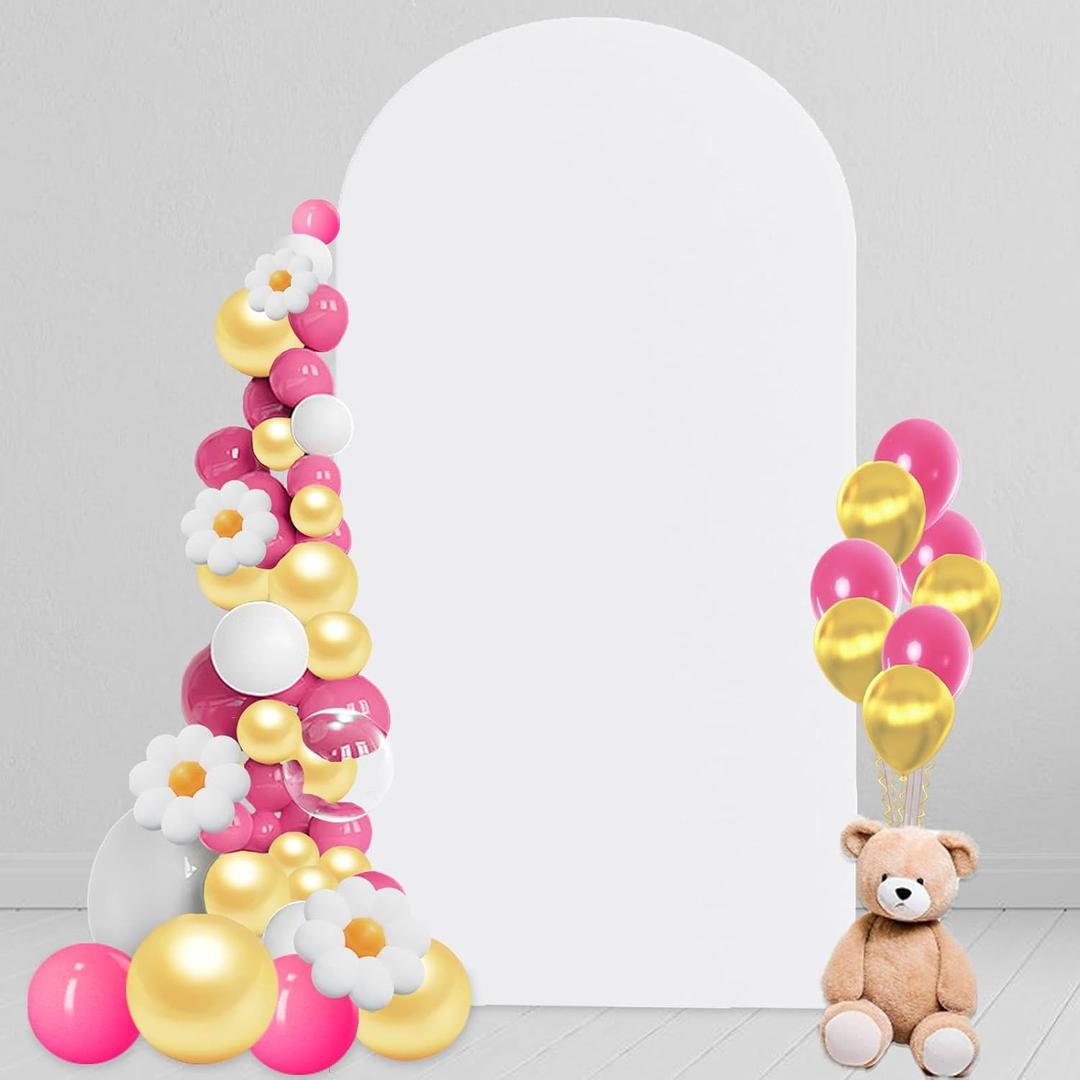 7.2 FT Arch Backdrop Cover, Wedding White Arch Covers Stretchy Backdrop Spandex Fitted for Chiara Stand Birthday Baby Shower Party Ceremony Decoration White 7.2FT