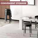 Sofeya Bar Stool Set of 2, 18.5 Inch Backless Round PU Leather Stool with Metal Legs, Modern Stackable Upholstered Short Stools Chairs for Dining Room, Kitchen, Party, Living and Classroom, Black